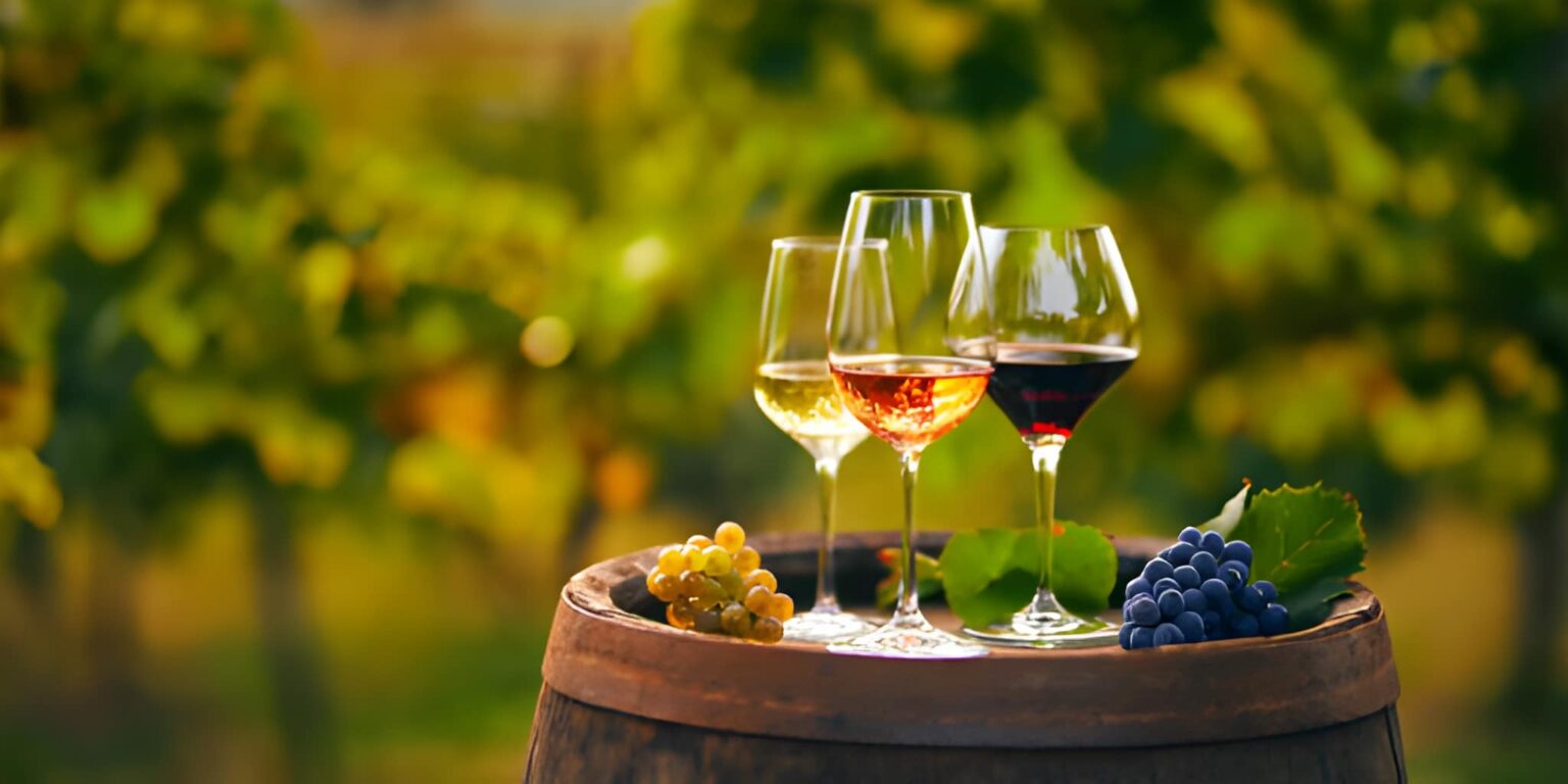 Des verres de vin au cœur d’un vignoble